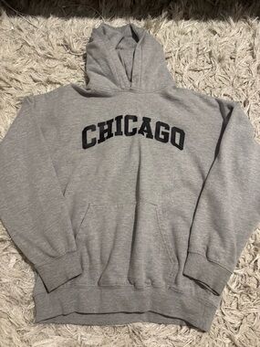 PrettyLittleThing Gray 'Chicago' Pullover Hoodie